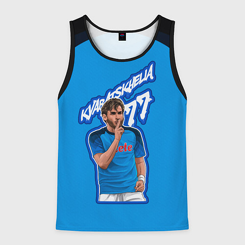Мужская майка без рукавов Хвича Кварацхелия ФК Наполи 77 / 3D-Черный – фото 1