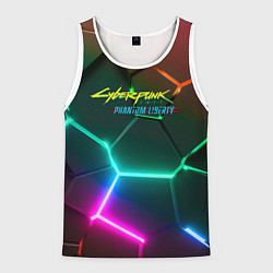 Майка-безрукавка мужская Cyberpunk 2077 phantom liberty logo neon, цвет: 3D-белый