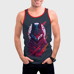 Майка-безрукавка мужская Лис ниндзя от нейросети, цвет: 3D-красный — фото 2