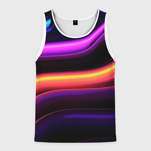 Мужская майка без рукавов Неоновые трубы на черном фоне / 3D-Белый – фото 1