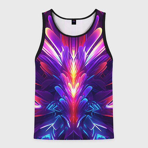 Мужская майка без рукавов Неоновые объекты абстракция / 3D-Черный – фото 1