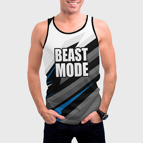 Мужская майка без рукавов Beast mode - blue sport / 3D-Черный – фото 3