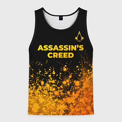 Майка-безрукавка мужская Assassins Creed - gold gradient: символ сверху, цвет: 3D-черный