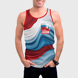 Майка-безрукавка мужская Флаг России абстракт, цвет: 3D-красный — фото 2