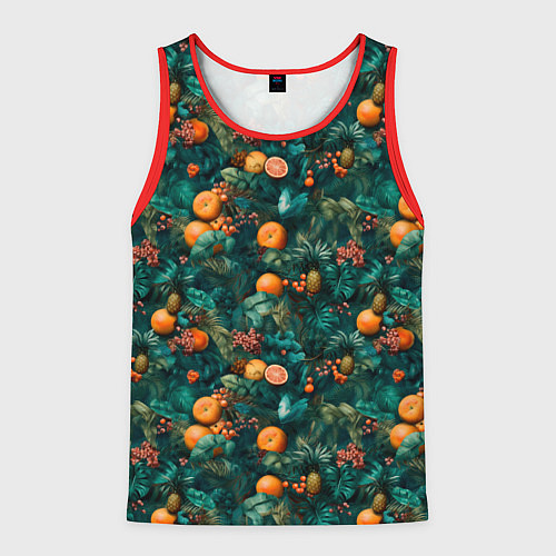 Мужская майка без рукавов Тропические цитрусы / 3D-Красный – фото 1