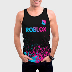 Майка-безрукавка мужская Roblox - neon gradient: символ сверху, цвет: 3D-черный — фото 2