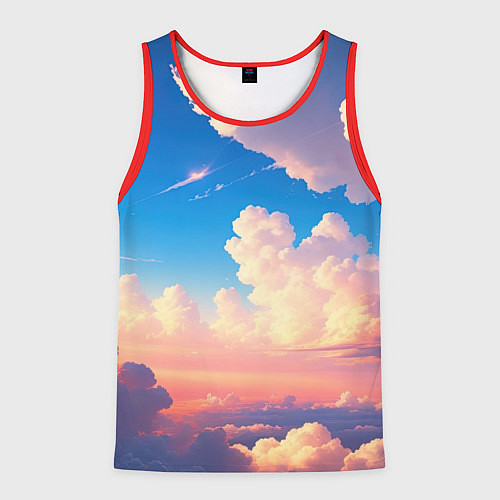 Мужская майка без рукавов Небо и облака / 3D-Красный – фото 1