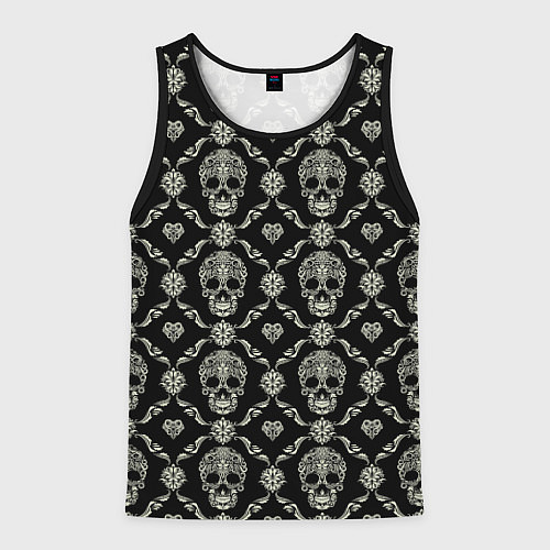 Мужская майка без рукавов Узор с черепами Pattern with skulls / 3D-Черный – фото 1