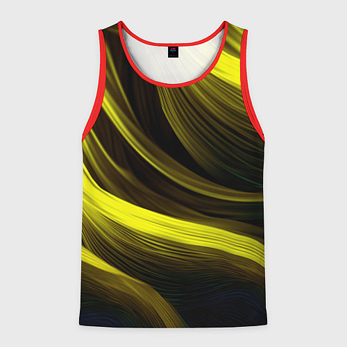 Мужская майка без рукавов Черные и желтые линии / 3D-Красный – фото 1