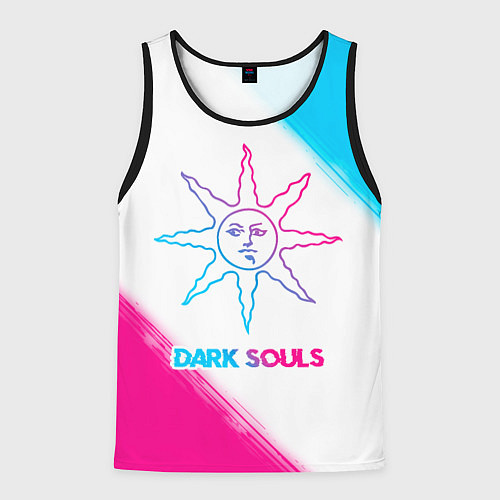 Мужская майка без рукавов Dark Souls neon gradient style / 3D-Черный – фото 1