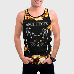 Майка-безрукавка мужская Architects рок кот и огонь, цвет: 3D-черный — фото 2