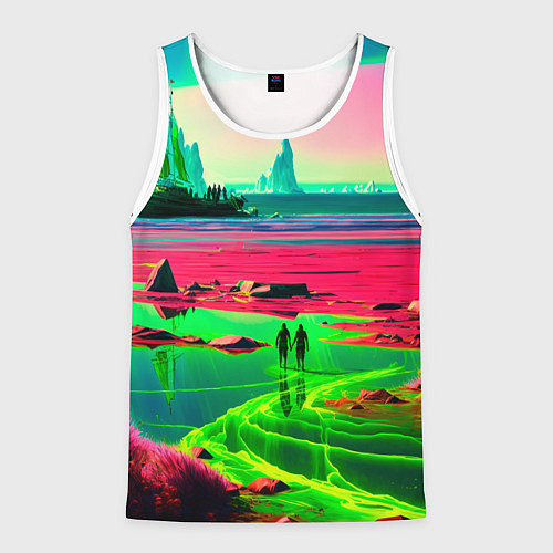 Мужская майка без рукавов Кислотный мир / 3D-Белый – фото 1