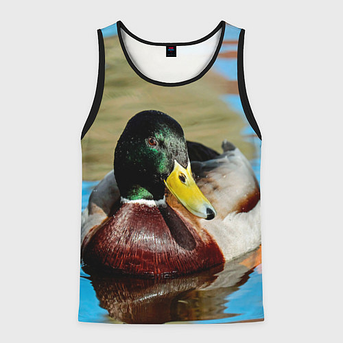 Мужская майка без рукавов Утка Кряква - селезень / 3D-Черный – фото 1