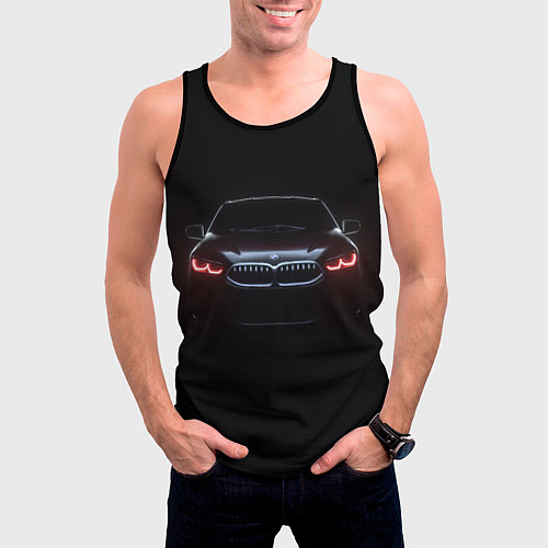 Мужская майка без рукавов BMW - red eyes / 3D-Черный – фото 3