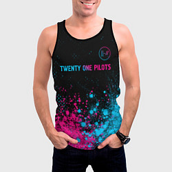 Майка-безрукавка мужская Twenty One Pilots - neon gradient: символ сверху, цвет: 3D-черный — фото 2