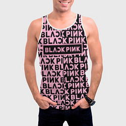 Майка-безрукавка мужская Blackpink - pink text, цвет: 3D-белый — фото 2