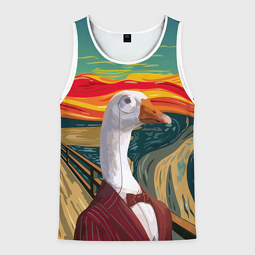 Мужская майка без рукавов Утка пародия на картину Крик / 3D-Белый – фото 1