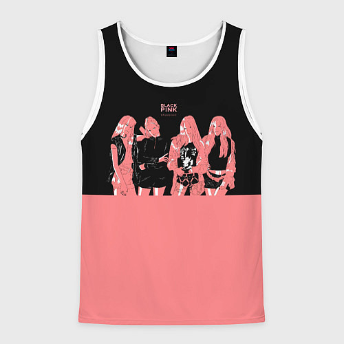 Мужская майка без рукавов BLACK PINK на черно-розовом / 3D-Белый – фото 1