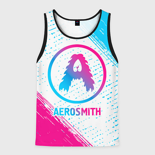 Мужская майка без рукавов Aerosmith neon gradient style / 3D-Черный – фото 1