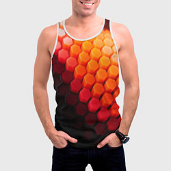 Майка-безрукавка мужская Hexagon orange, цвет: 3D-белый — фото 2