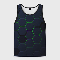 Майка-безрукавка мужская Honeycombs green, цвет: 3D-черный