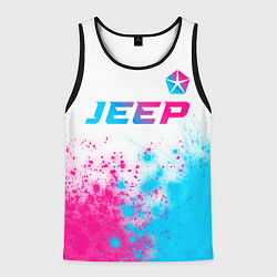 Мужская майка без рукавов Jeep neon gradient style: символ сверху