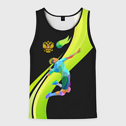 Майка-безрукавка мужская Волейбол Россия, цвет: 3D-черный