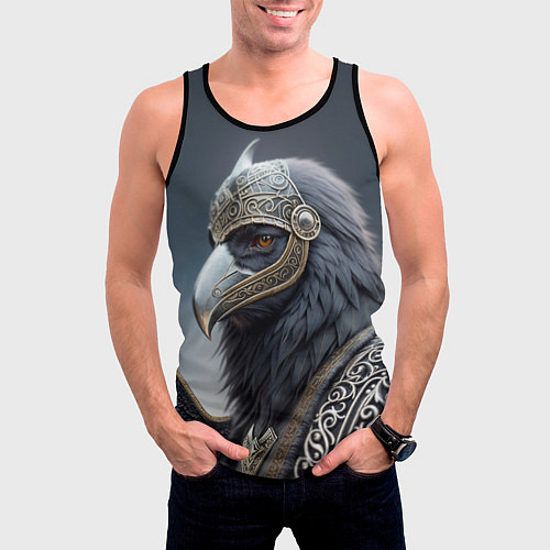 Мужская майка без рукавов Ворон викинг / 3D-Черный – фото 3