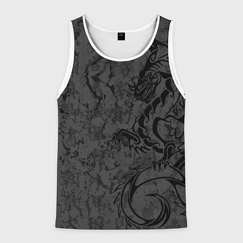 Мужская майка без рукавов Black dragon - grunge / 3D-Белый – фото 1