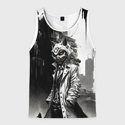 Майка-безрукавка мужская Кибернетический кицунэ, цвет: 3D-белый