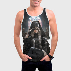 Майка-безрукавка мужская Монашка 2b от нейросети, цвет: 3D-белый — фото 2