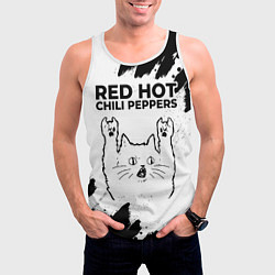 Майка-безрукавка мужская Red Hot Chili Peppers рок кот на светлом фоне, цвет: 3D-белый — фото 2