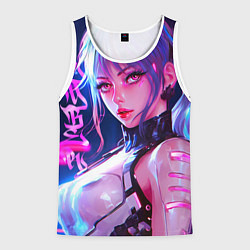 Мужская майка без рукавов Кибер-девушка неон аниме