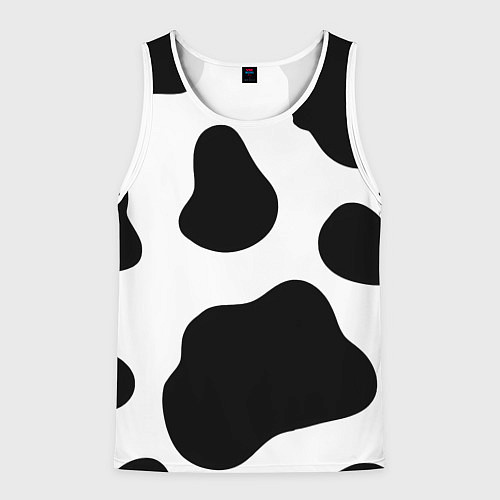 Мужская майка без рукавов Принт - пятна коровы / 3D-Белый – фото 1
