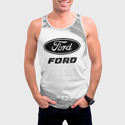 Майка-безрукавка мужская Ford speed на светлом фоне со следами шин, цвет: 3D-белый — фото 2