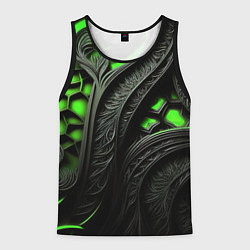 Майка-безрукавка мужская Green black abstract, цвет: 3D-черный