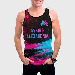 Майка-безрукавка мужская Asking Alexandria - neon gradient: символ сверху, цвет: 3D-черный — фото 2