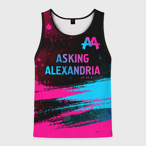 Мужская майка без рукавов Asking Alexandria - neon gradient: символ сверху / 3D-Черный – фото 1