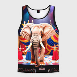 Майка-безрукавка мужская Слон с цирке, цвет: 3D-черный