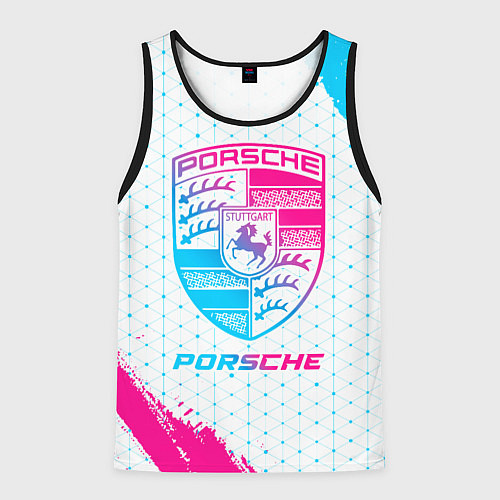 Мужская майка без рукавов Porsche neon gradient style / 3D-Черный – фото 1