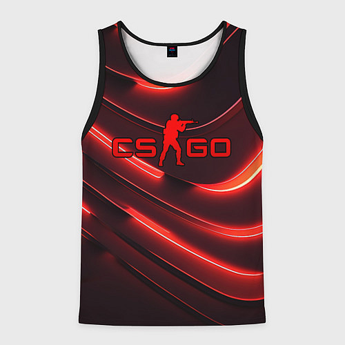 Мужская майка без рукавов CS GO red neon / 3D-Черный – фото 1