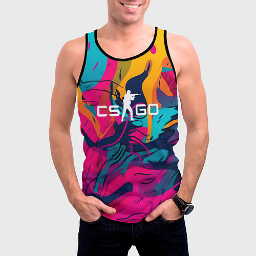 Мужская майка без рукавов Counter Strike Go Logo Color / 3D-Черный – фото 3