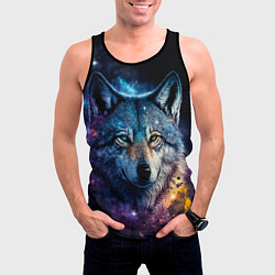 Майка-безрукавка мужская Космический звездный волк, цвет: 3D-черный — фото 2