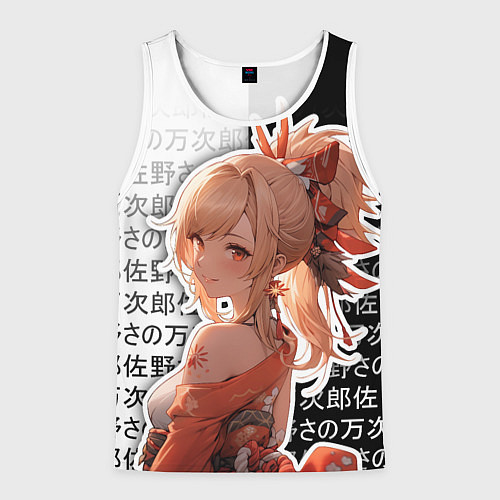 Мужская майка без рукавов Ёимия - геншин импакт - иероглифы / 3D-Белый – фото 1