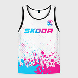 Мужская майка без рукавов Skoda neon gradient style: символ сверху