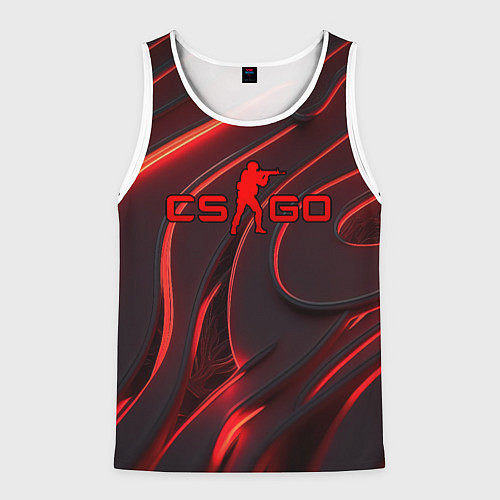 Мужская майка без рукавов CSGO red abstract / 3D-Белый – фото 1
