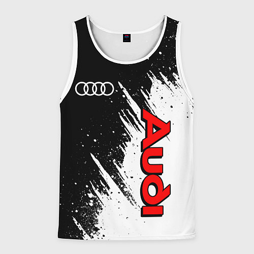 Мужская майка без рукавов Ауди - белые потертости / 3D-Белый – фото 1