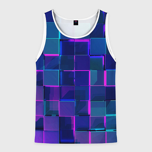 Мужская майка без рукавов Неоновая мозаика из стекла / 3D-Белый – фото 1