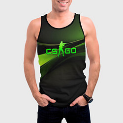 Майка-безрукавка мужская CS GO black green logo, цвет: 3D-черный — фото 2