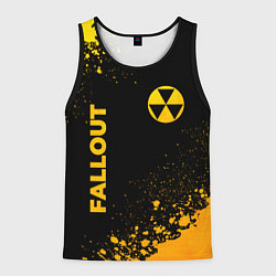 Майка-безрукавка мужская Fallout - gold gradient: надпись, символ, цвет: 3D-черный